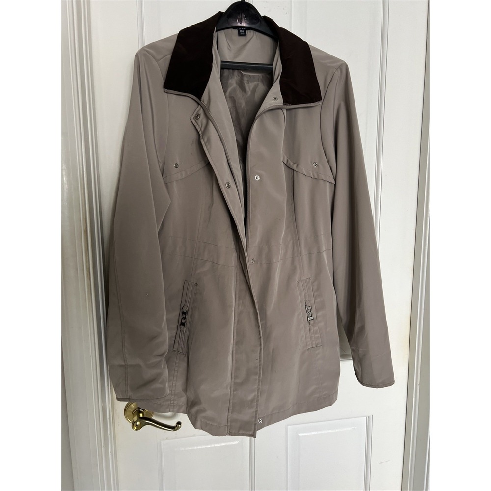 George Hoo1ded Lightweight Utility Taupe Jacket Lined Detachable Hood Sz 18/20 - Picture 12 of 16